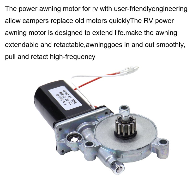 MOCW 266149 RV Power Awning Motor Replacement Universal Motor 12-Volt DC 75-RPM Compatible with Solera Power Awnings Including Flat, Pitched and Short Assemblies - Image 4
